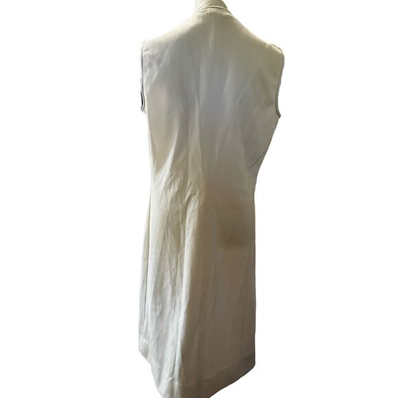 Vintage 1960's White with Black Trim Sleeveless Button Down Shift Dress Med Mint - Picture 3 of 3